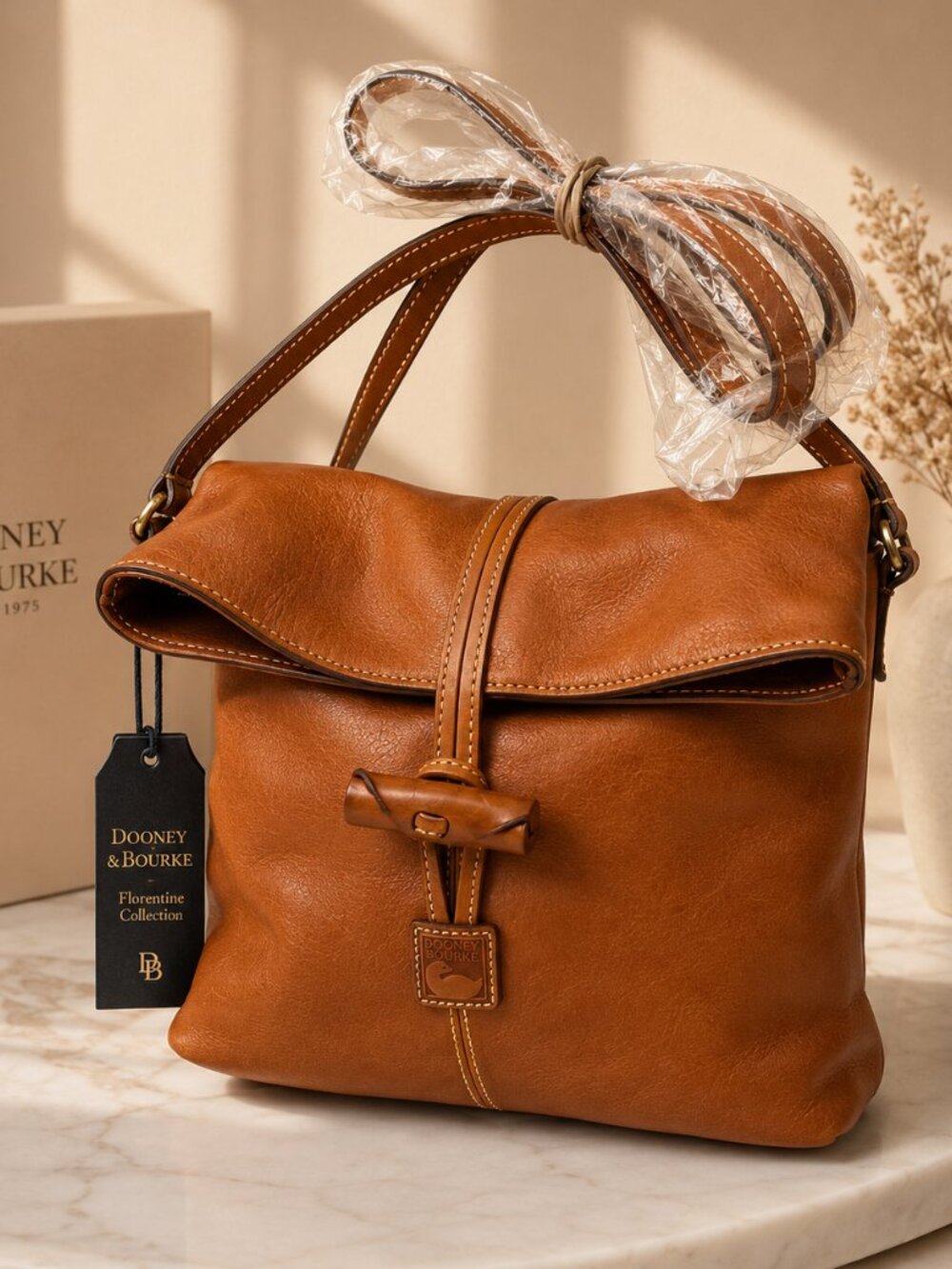NWT Dooney & Bourke Florentine Medium Toggle Crossbody - Natural